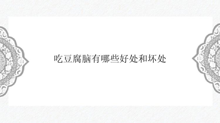 吃豆腐脑有哪些好处和坏处