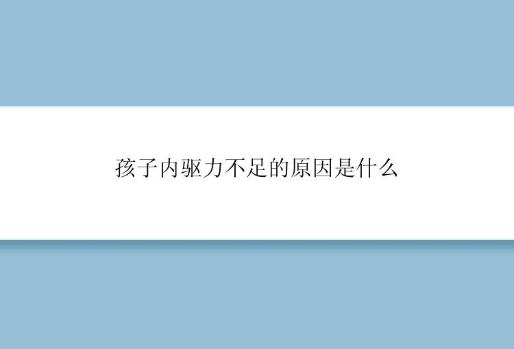 孩子内驱力不足的原因是什么