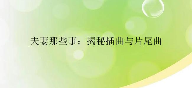 夫妻那些事：揭秘插曲与片尾曲