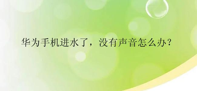 华为手机进水了，没有声音怎么办？