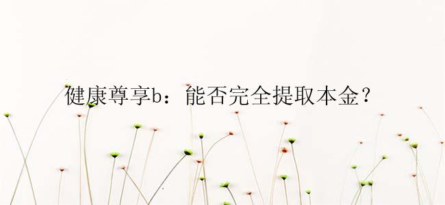 健康尊享b：能否完全提取本金？