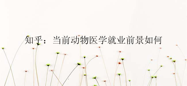 知乎：当前动物医学就业前景如何