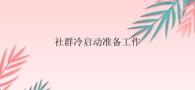 社群冷启动准备工作