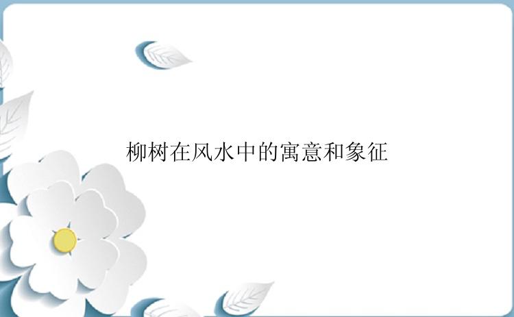 柳树在风水中的寓意和象征