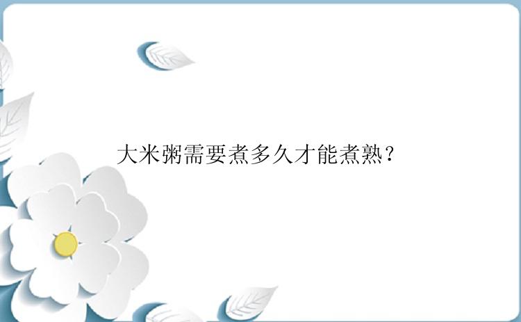 大米粥需要煮多久才能煮熟？