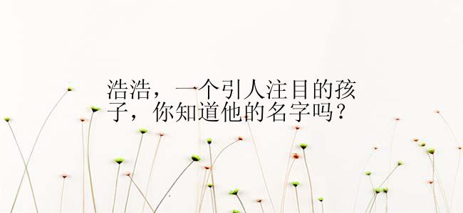 浩浩，一个引人注目的孩子，你知道他的名字吗？