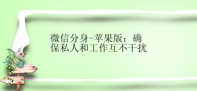 微信分身-苹果版：确保私人和工作互不干扰