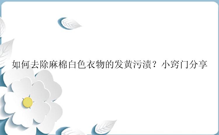 如何去除麻棉白色衣物的发黄污渍？小窍门分享