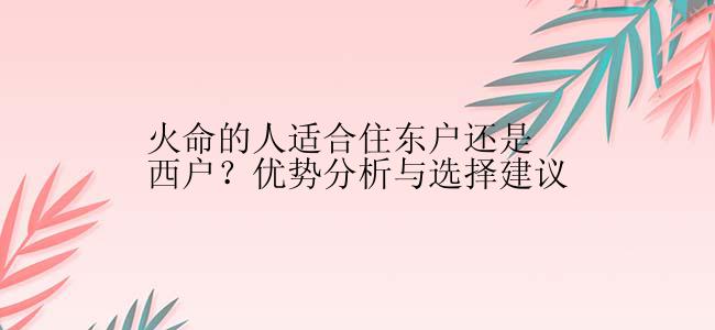 火命的人适合住东户还是西户？优势分析与选择建议