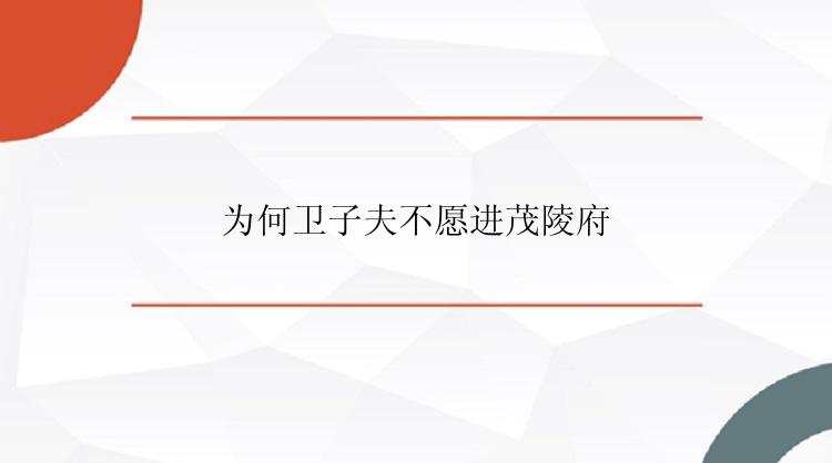 为何卫子夫不愿进茂陵府