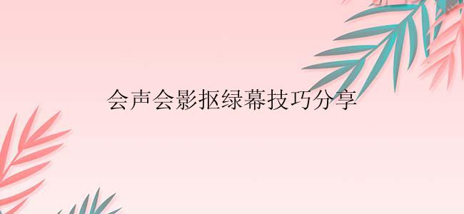会声会影抠绿幕技巧分享