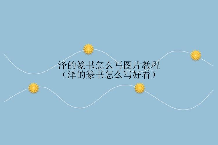 泽的篆书怎么写图片教程（泽的篆书怎么写好看）