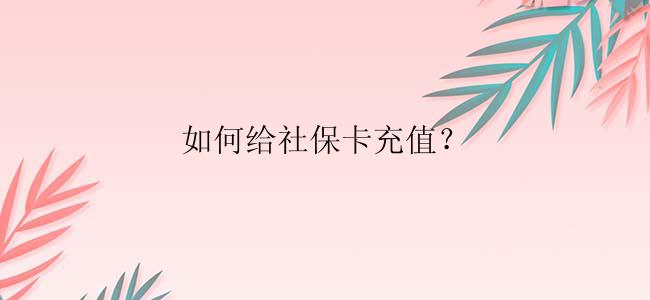 如何给社保卡充值？