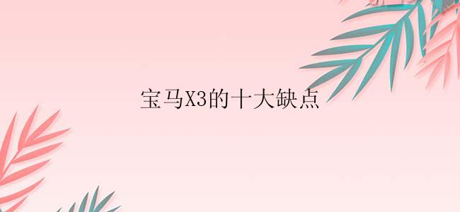 宝马X3的十大缺点