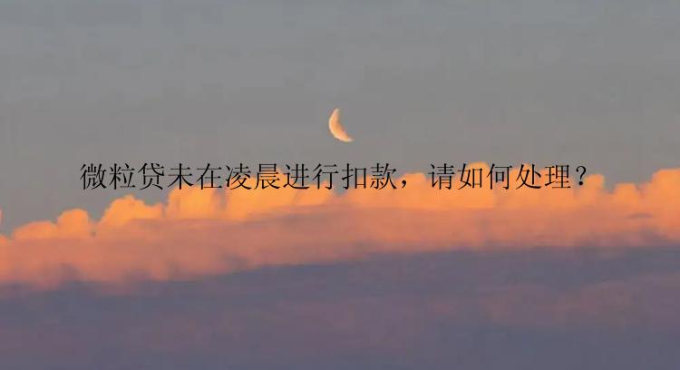 微粒贷未在凌晨进行扣款，请如何处理？