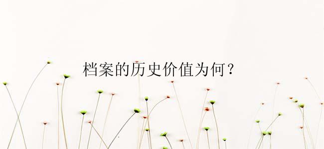 档案的历史价值为何？