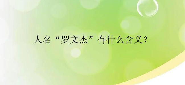 人名“罗文杰”有什么含义？
