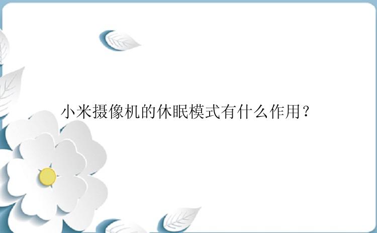 小米摄像机的休眠模式有什么作用？