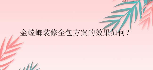 金螳螂装修全包方案的效果如何？