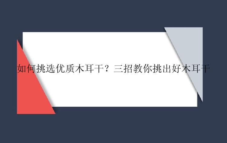 如何挑选优质木耳干？三招教你挑出好木耳干