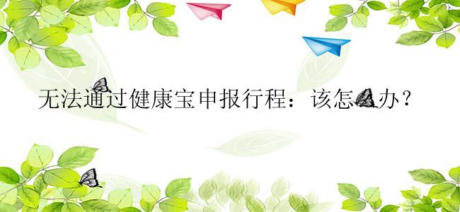 无法通过健康宝申报行程：该怎么办？