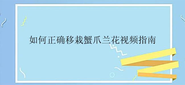 如何正确移栽蟹爪兰花视频指南
