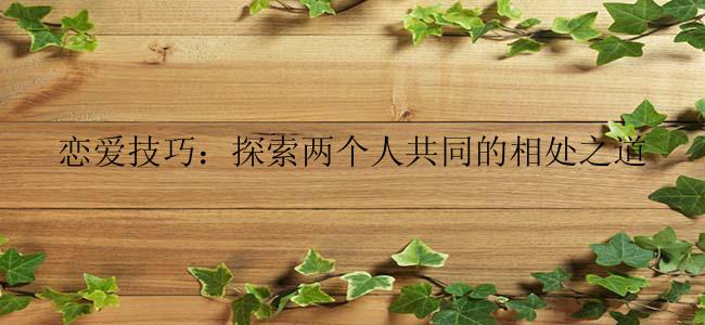 恋爱技巧：探索两个人共同的相处之道