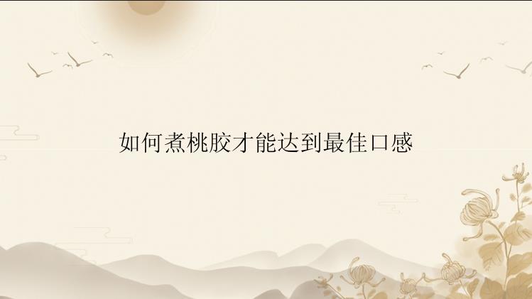如何煮桃胶才能达到最佳口感