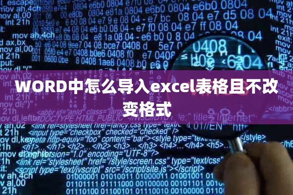 WORD中怎么导入excel表格且不改变格式