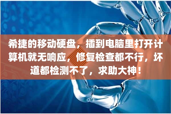 希捷的移动硬盘，插到电脑里打开计算机就无响应，修复检查都不行，坏道都检测不了，求助大神！