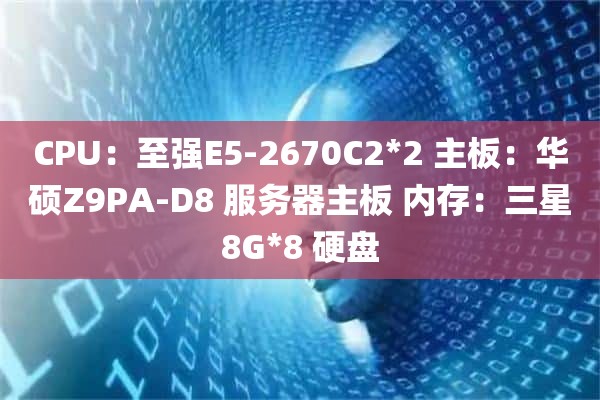 CPU：至强E5-2670C2*2 主板：华硕Z9PA-D8 服务器主板 内存：三星8G*8 硬盘