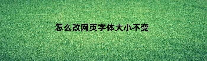 怎么改网页字体大小不变