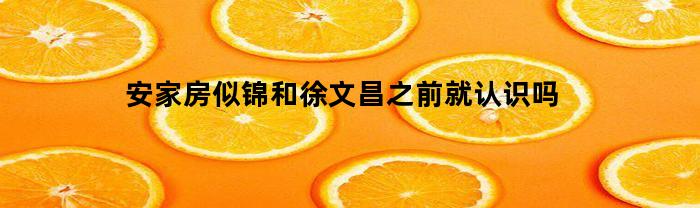 安家房似锦和徐文昌之前就认识吗