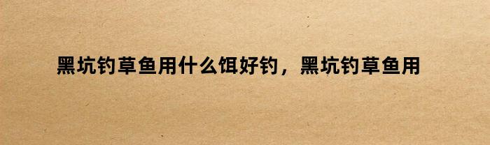 黑坑钓草鱼用什么饵好钓，黑坑钓草鱼用什么饵好用