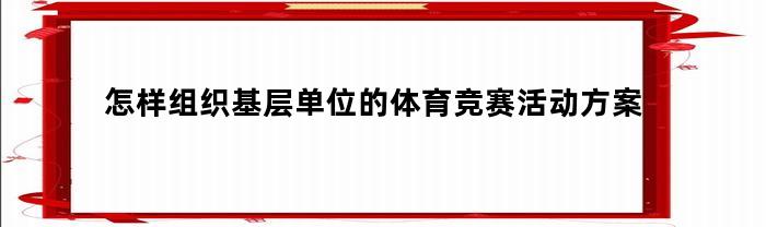 如何规划基层单位的体育竞赛活动方案