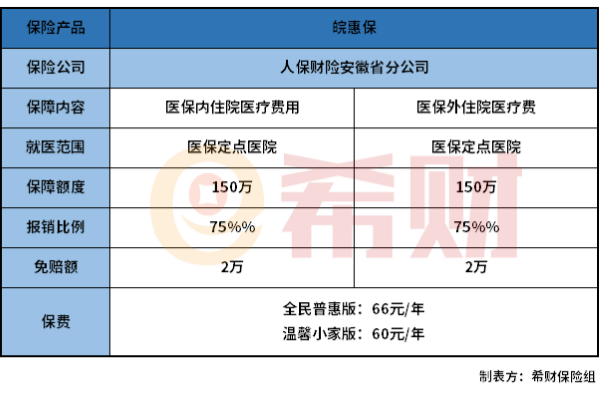 安徽皖惠保保险内容
