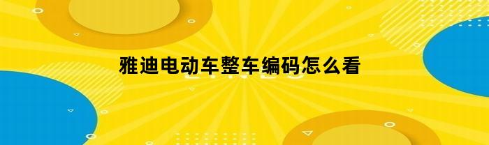 雅迪电动车整车编码怎么看