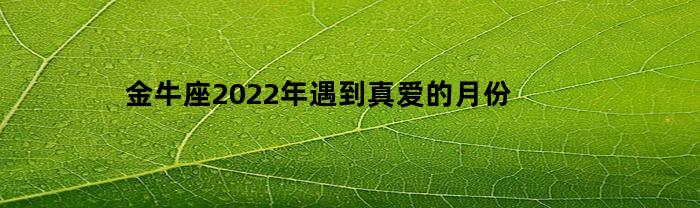 金牛座2022年遇到真爱的月份