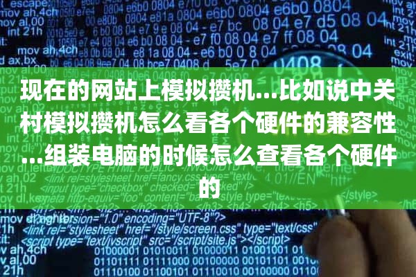 现在的网站上模拟攒机...比如说中关村模拟攒机怎么看各个硬件的兼容性...组装电脑的时候怎么查看各个硬件的