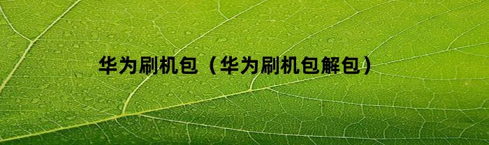 华为刷机包（华为刷机包解包）