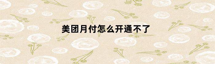 美团月付怎么开通不了