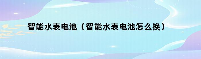 智能水表电池（智能水表电池怎么换）