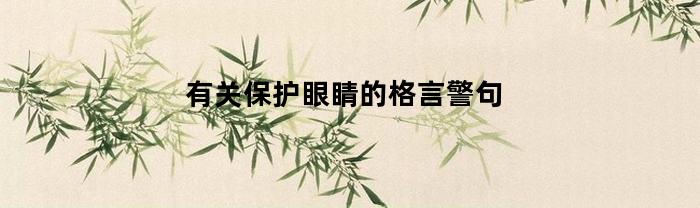 保护眼睛的重要格言警句