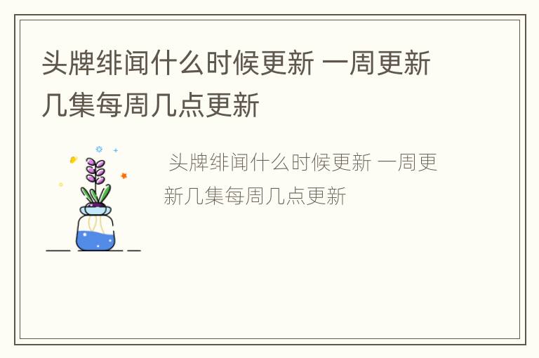 头牌绯闻什么时候更新 一周更新几集每周几点更新