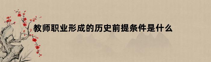 教师职业形成的历史前提条件是什么