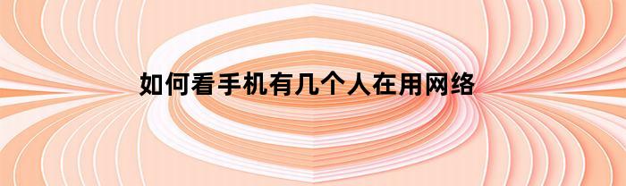 如何看手机有几个人在用网络