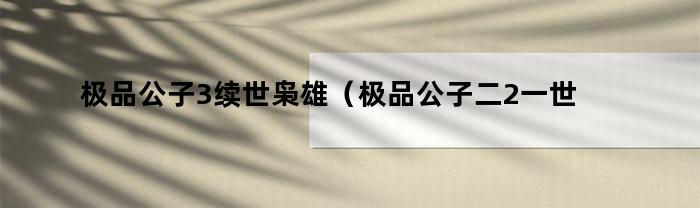 极品公子3续世枭雄（极品公子二2一世枭雄）