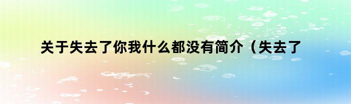 关于失去了你我什么都没有简介（失去了你我什么都没有）