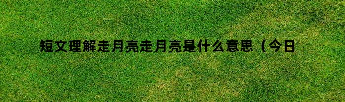 短文理解走月亮走月亮是什么意思（今日走月亮中的走月亮是什么意思）