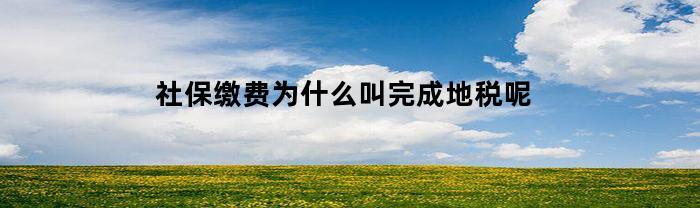 社保缴费为什么叫完成地税呢